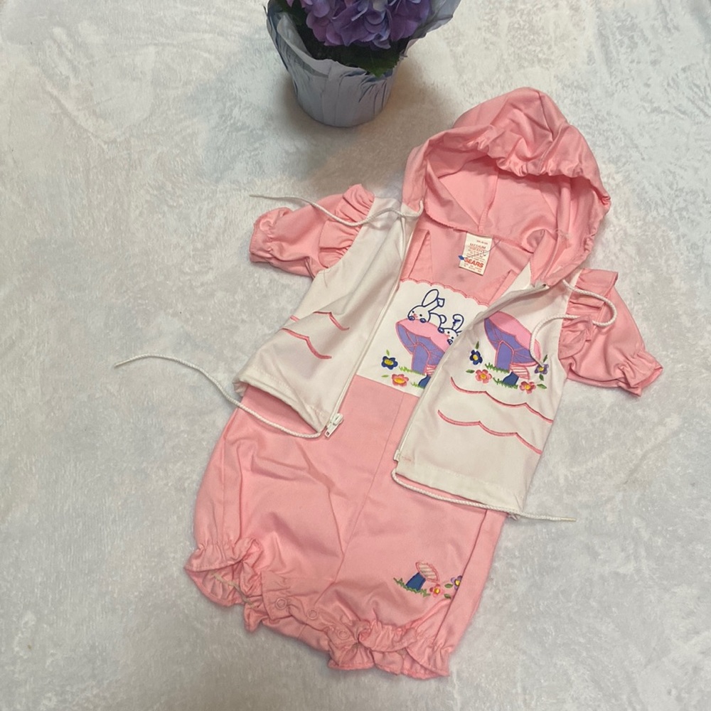 Cute Vintage Sears Infant Size M One Piece Short Overalls With Matching Jacket